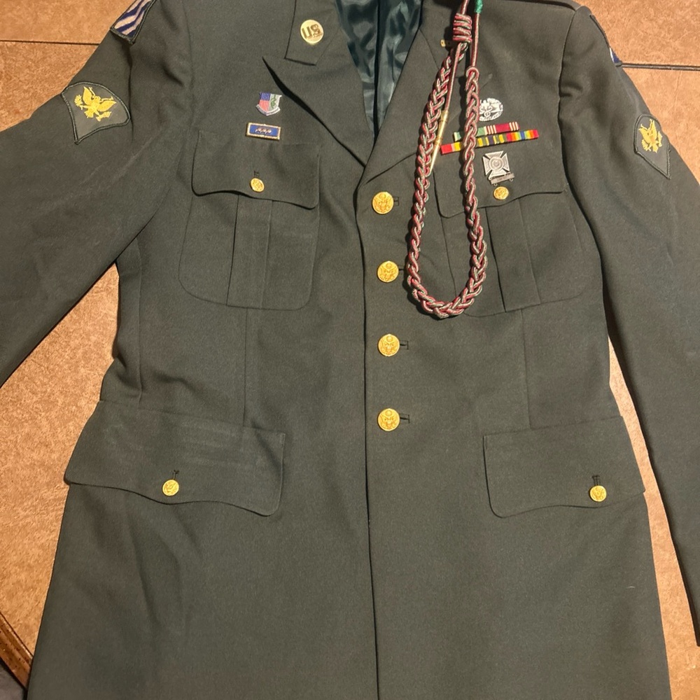Military Dress Uniform Jacket with Patches,